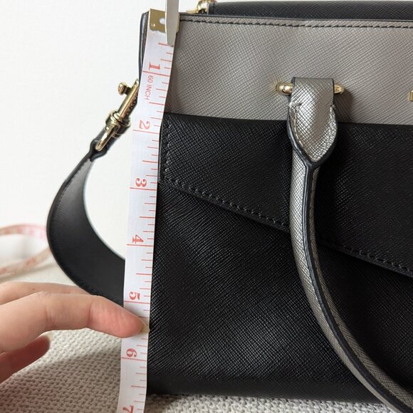 LANCASTER Paris Black & Grey Adeline Genuine Leather Bag with Shoulder Strap - Picture 13 of 16